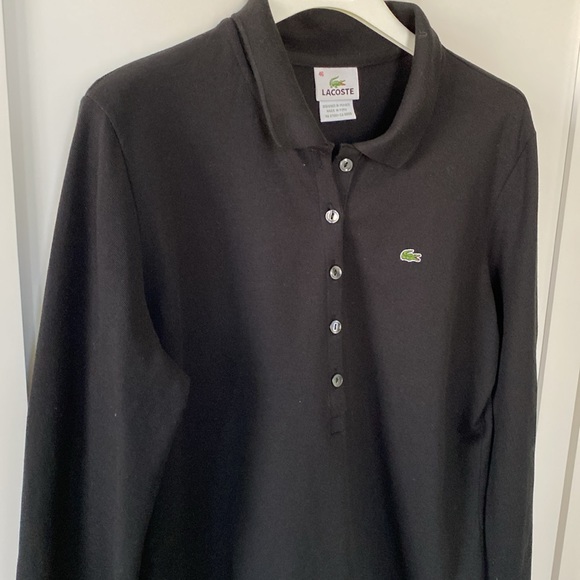 Lacoste Black Long Sleeve Slim Fit Pique Polo - Large - Picture 3 of 8